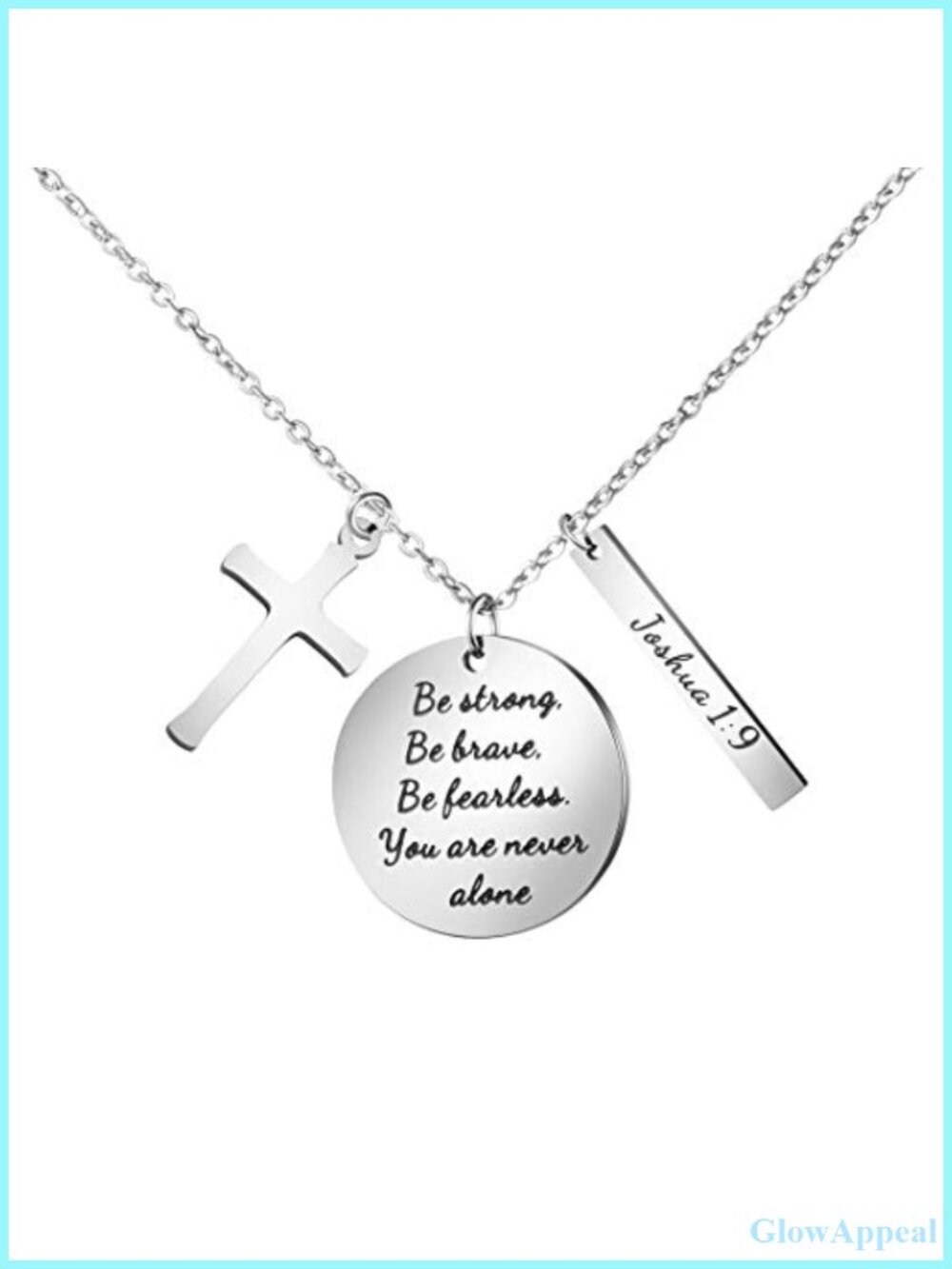 Stainless Steel Cross Pendant Necklace Bible Verse 18in Chain Religious